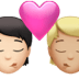 🧑🏻‍❤️‍💋‍🧑🏼 kiss: person, person, light skin tone, medium-light skin tone display on Apple